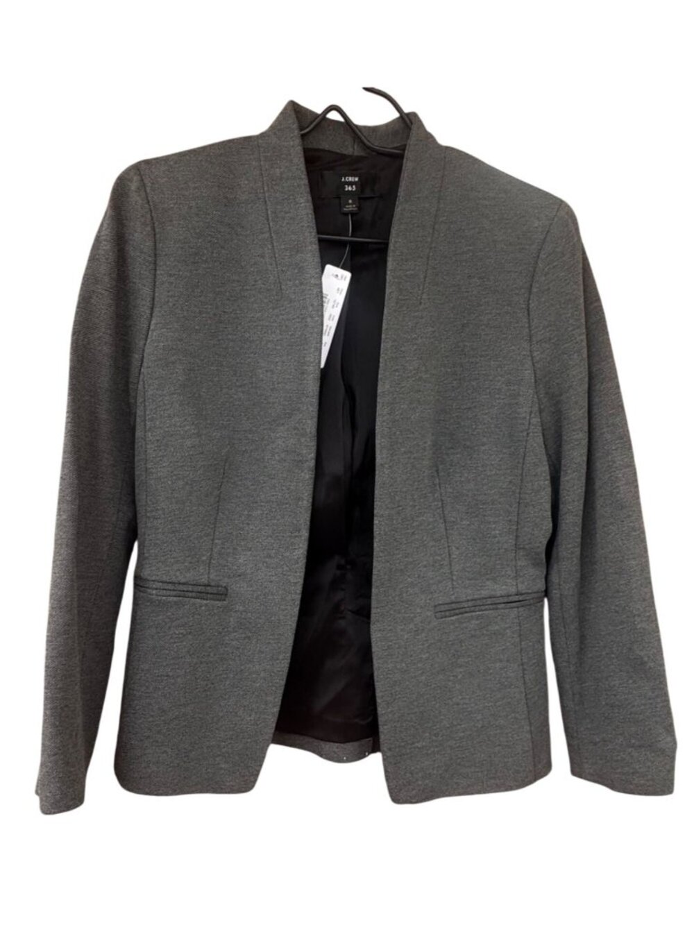 J.Crew 365 Womens Size 8 Gray Open Front Viscose Stretch Blazer Jacket